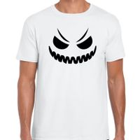 Spook gezicht halloween verkleed t-shirt wit voor heren