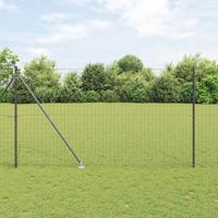 VidaXL Hek met paal grijs 1,5 x 10 m staal