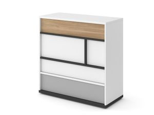 Dressoir ILONA 4 lades wit/eik salisbury