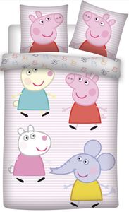 Peppa pig dekbedovertrek stripes 140 x 200 cm - 60 x 63 cm -