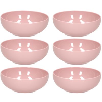 Set van 6x kommetjes/schaaltjes - Dessert/ontbijt - Kunststof - D16 cm - Oudroze