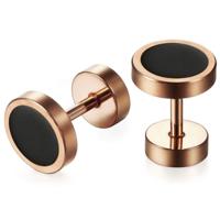 Mendes Heren Oorbellen Rose Zwart RVS - Fake Plug Studs - Minimalistisch & Stoer - 8mm