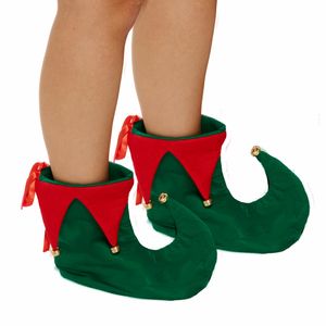 Elfen schoenen - groen/rood - voor volwassenen - one size - kerstelf