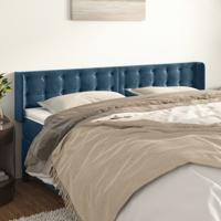 Hoofdbord met randen 203x16x78/88 cm fluweel donkerblauw