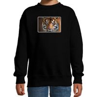 Dieren sweater / trui met tijgers foto zwart voor kinderen - thumbnail