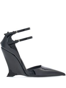 Ferragamo sandales pointues à semelle compensée - Noir