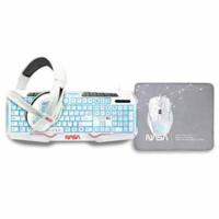 Toetsenbord en muis NASA ANDROMEDA4IN1-W Wit Multicolour Qwerty Spaans