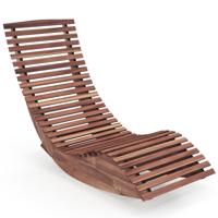 Schommelstoel voor Buiten in Acaciahout Zitting met Brede Latten Hoge Rugleuning Houten Schommelstoel voor Terras Natuurlijk