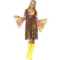Hippie verkleed jurkje met gilet voor dames - thumbnail