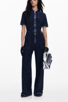 Denim jumpsuit met wassingseffect - BLUE - XS