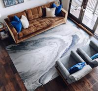 Minimalistisch blauw & grijs marmeren vinyl tapijt
