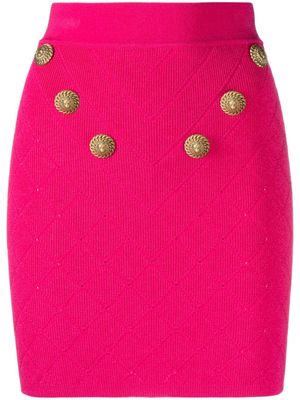 Balmain minijupe 6-Button en maille fine - Rose