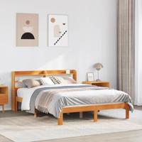 Bedframe zonder matras massief grenenhout wasbruin 120x190 cm