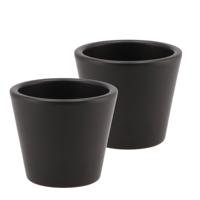 DK Design Bloempot/plantenpot - 2x - Vinci - zwart mat - voor kamerplant - D10 x H12 cm