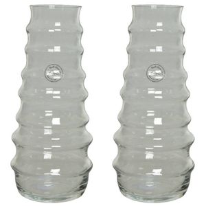 Transparante vaas/bloemenvaas ribbel-motief 3,5 liter van glas 13 x 30 cm - Vazen
