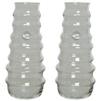 Transparante vaas/bloemenvaas ribbel-motief 3,5 liter van glas 13 x 30 cm - Vazen - thumbnail