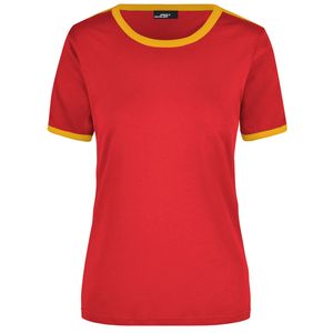 Rood met geel dames t-shirt XL  -