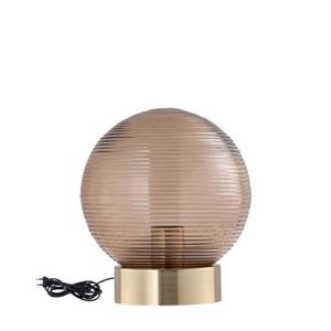 PTMD Korrin Brown embossed rib glass table lamp ball S