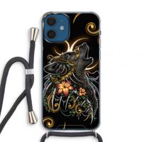Huilende Wolf: iPhone 12 mini Transparant Hoesje met koord
