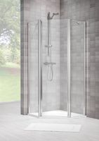 Duka Vela 2000 5-hoek L.draaiend 100x100x195cm (deurmaat 71) zilver hoogglans gesatineerd glas