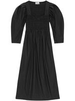 GANNI robe mi-longue en popeline - Noir