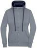 James & Nicholson JN962 Ladies´ Lifestyle Zip-Hoody - Grey-Melange/Navy - M