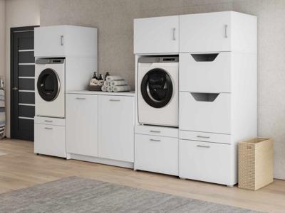 Kast WASHING 2 machines naast elkaar met kast voor wasgoed en onderkast LARGE