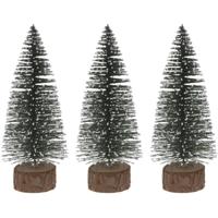 Mini decoratie kerstboompje - 3x - 25 cm - groen - voor kerstdorp of tafeldecoratie - kerstversierin Mini decoratie kerstboompje - 3x - 25 cm - groen - voor kerstdorp of tafeldecoratie - kerstversierin