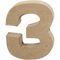 Creativ Company Cijfer, 3, h: 10 cm, b: 8 cm, dikte 1,7 cm, 1 stuk