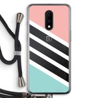 Strepen pastel: OnePlus 7 Transparant Hoesje met koord