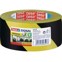 Tesa afzettape/markeertape -geel/zwart 5 cm x 66m - Signaaltape - Gevarenzone