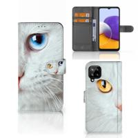 Samsung Galaxy A22 4G | M22 | Telefoonhoesje | Met pasjeshouder | Witte Kat