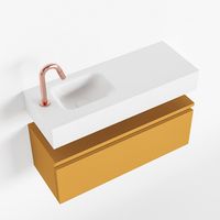 Toiletmeubel Mondiaz Andor | 80 cm | Meubelkleur Ocher | Lex vrijhangend wastafel Talc Links | 1 kraangat