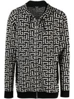 Balmain hoodie zippé à motif monogrammé - Noir