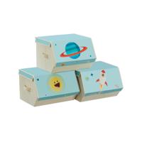 Set van 3 opbergdozen voor kinderen, Blauw