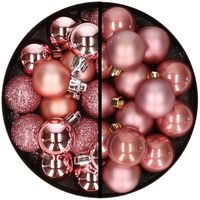 36x stuks kunststof kerstballen roze en oudroze 3 en 4 cm - thumbnail