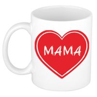 Liefste mama verjaardag cadeau mok - rood hartje - 300 ml - keramiek - Moederdag