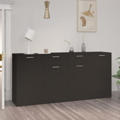 Dressoir 160x36x75 cm bewerkt hout zwart