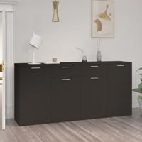 Dressoir 160x36x75 cm bewerkt hout zwart