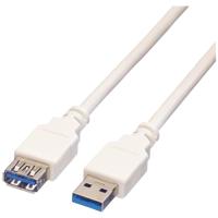 VALUE USB 3.2 Gen 1 Kabel, type A-A, M/F, wit, 0,8 m - thumbnail