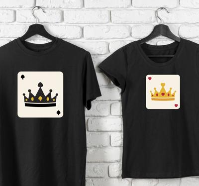T-shirts koppels Koning koningin kaart patroon