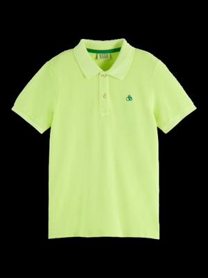 Garment-dyed short-sleeved pique polo
