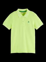 Garment-dyed short-sleeved pique polo