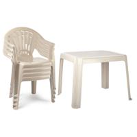 Tuinstoelen en tafel set voor kinderen - kunststof - beige - met 4x stoelen - buiten/binnen Tuinstoelen en tafel set voor kinderen - kunststof - beige - met 4x stoelen - buiten/binnen