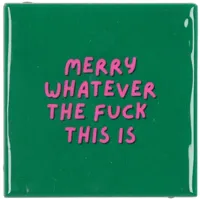 Daan Kromhout Design tegeltje keramiek merry whatever 10x10cm groen