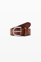 Leren riem met geometrische vormen - BROWN - 85