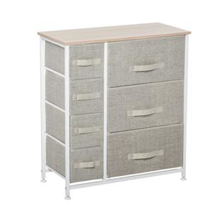 HOMCOM Ladekast Sideboard met 7 laden, modern design, 63,5 cm x 30 cm x 71 cm, Lichtgrijs