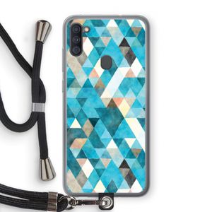 Gekleurde driehoekjes blauw: Samsung Galaxy A11 Transparant Hoesje met koord