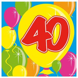 40 Jaar Servetten Balloons 25x25cm - 20 stuks