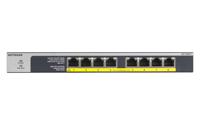 NETGEAR GS108LP Unmanaged Gigabit Ethernet (10/100/1000) Power over Ethernet (PoE) 1U Zwart, Grijs - thumbnail